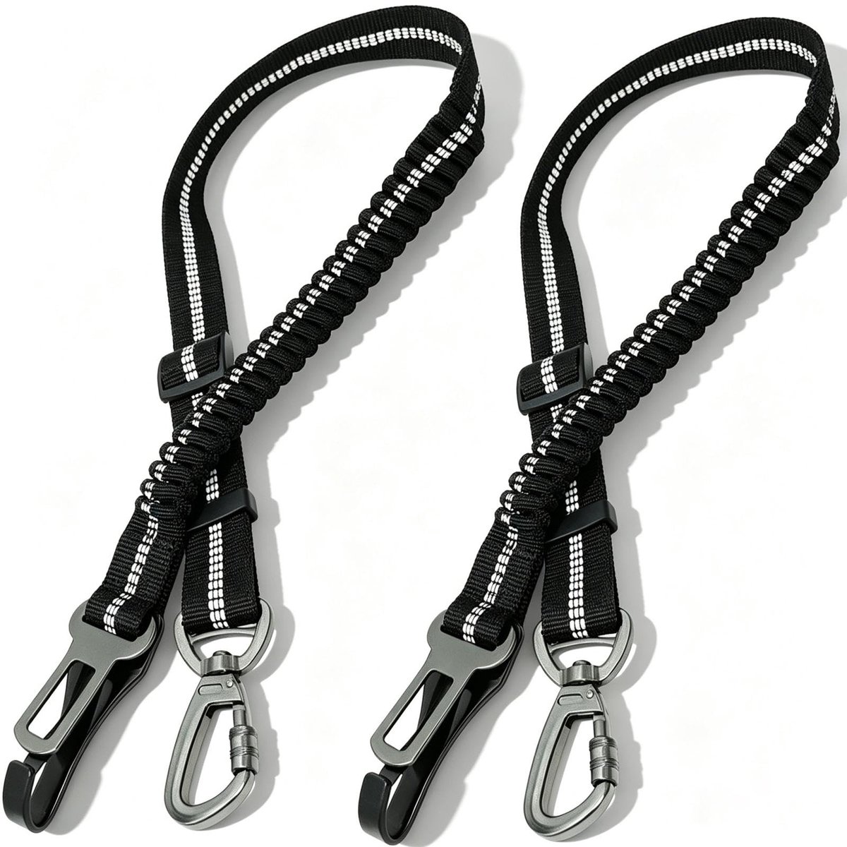 Veiligheidsgordel voor hondenauto, 3-in-1 veiligheidsgordel voor de achterbank van de auto, verstelbare, hondenveiligheidsgordel met elastische schokabsorptie, dikke zinklegering, dubbele veil