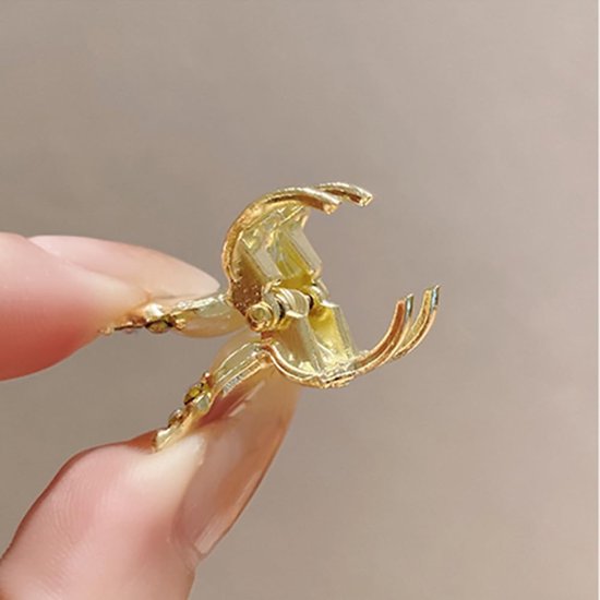 Haarklauwclips, klein, 2 stuks mini-haarklauwen voor feest, bruiloft, dagelijks, gouden haaraccessoires voor vrouwen, dames, meisjes, bloemen, meisjes, bruidsmeisjes — afbeelding 3