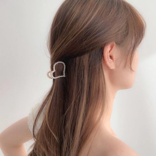 Haarclip, kleine parels, kristal, haarklemmen, goud, metaal, hartvorm, haarspelden voor dames, dunne haaraccessoires voor vrouwen en meisjes (3 stuks) — afbeelding 4