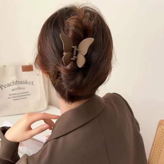 4 stuks vlinderhaarklemmen, middelgrote matte haarspelden voor dames, haarklauw, antislip haarclips voor vrouwen en meisjes, dik dun haar (neutrale kleuren) — afbeelding 4