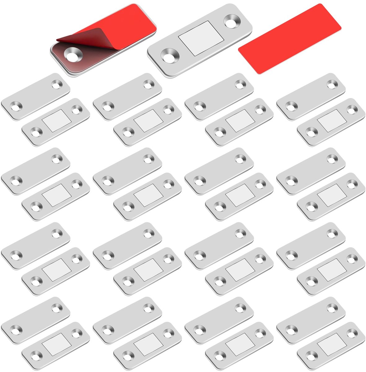 Magneet voor kastdeur, magnetische vergrendeling, 6 stuks, ultradun, magnetische vergrendelingen van metaal, om op te plakken, magneetsluiting, sterke magneet voor schuifdeur, laden, ramen, kast (12