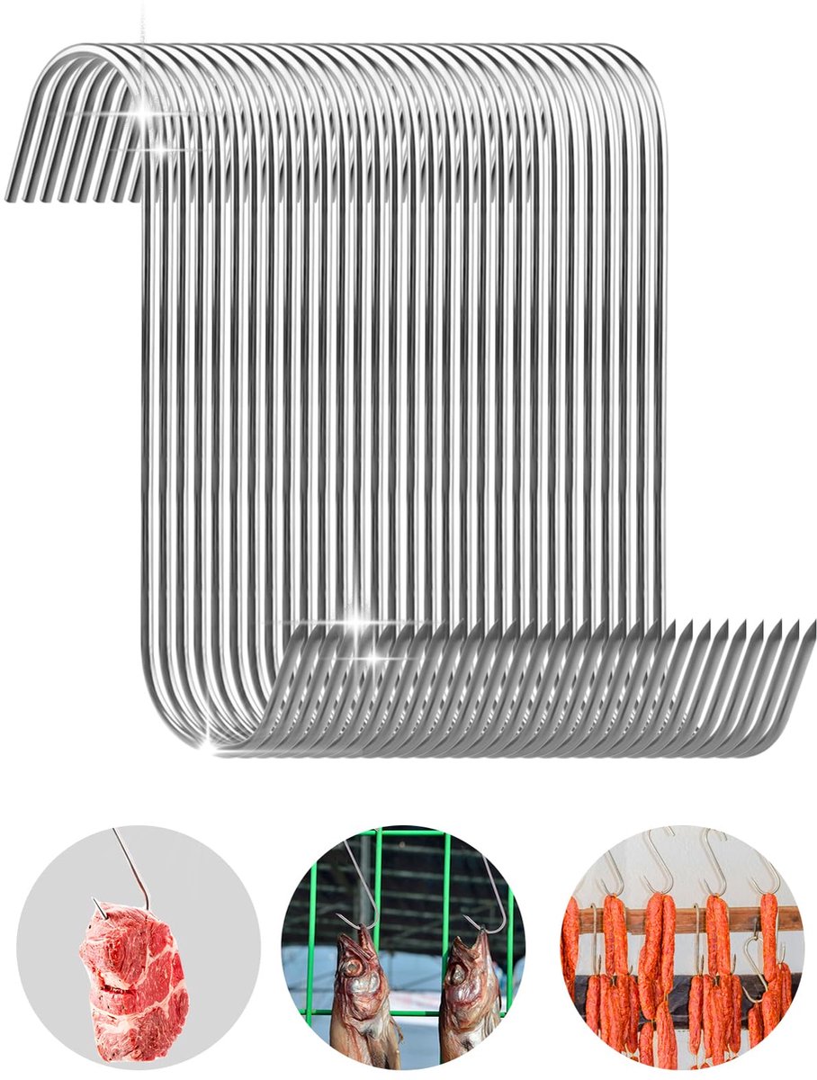 Haken Roestvrij Staal 15 cm Rookhaken Slager S Haken Roestvrij Staal Zilverachtige Vleeshaken Gebruikt in Keukens Rookkamers Vleesverwerking Grill Spek