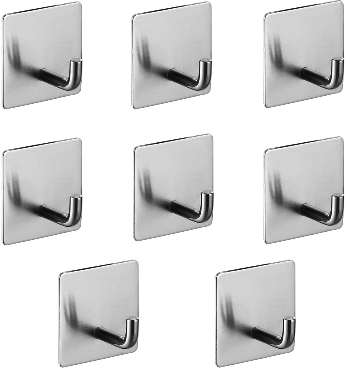Haken, roestvrijstalen kleefhaken, zelfklevende waterdichte haak, zonder boren, ideaal voor keuken, badkamer, kantoren (zilver)
