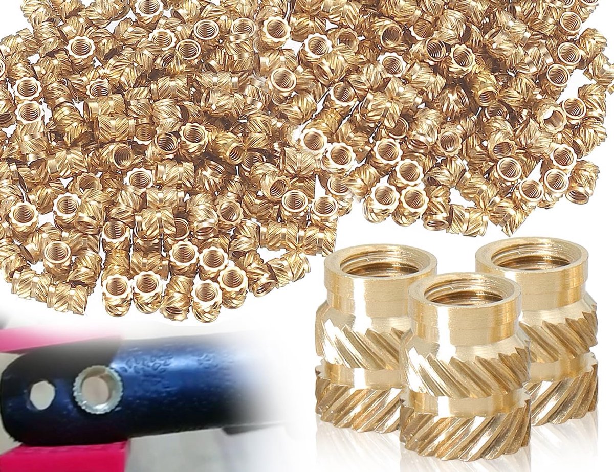 Draadinzetstukken M3 inpersmoeren M3 x 5,7 x 4,6 spuitgegoten smelt-kartelmoeren voor 3D-printers