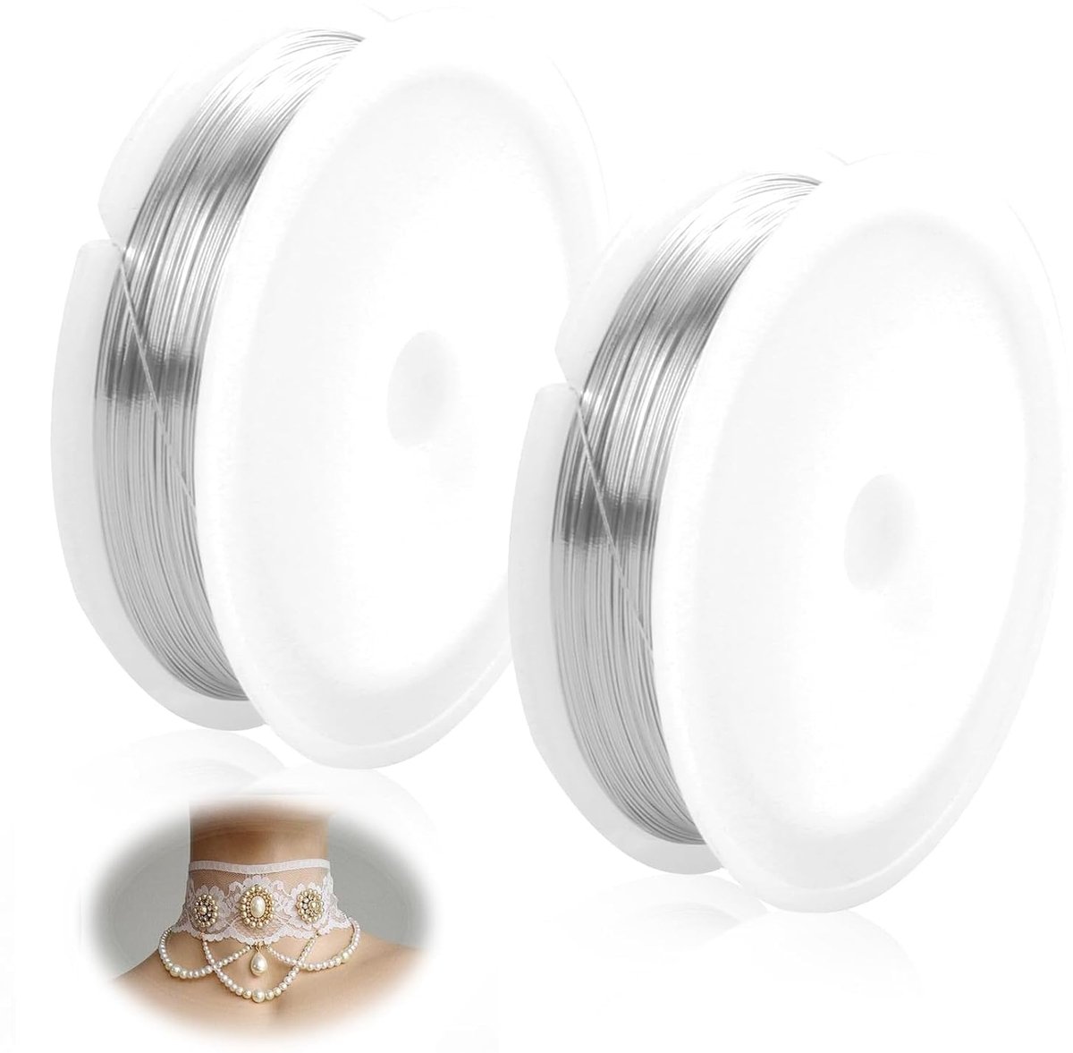 dun, 0,3 mm x 50 m, gegalvaniseerde draad, flexibele wikkeldraad voor doe-het-zelf sieraden, armbanden, halskettingen, oorbellen, roestvrij en corrosiebestendig