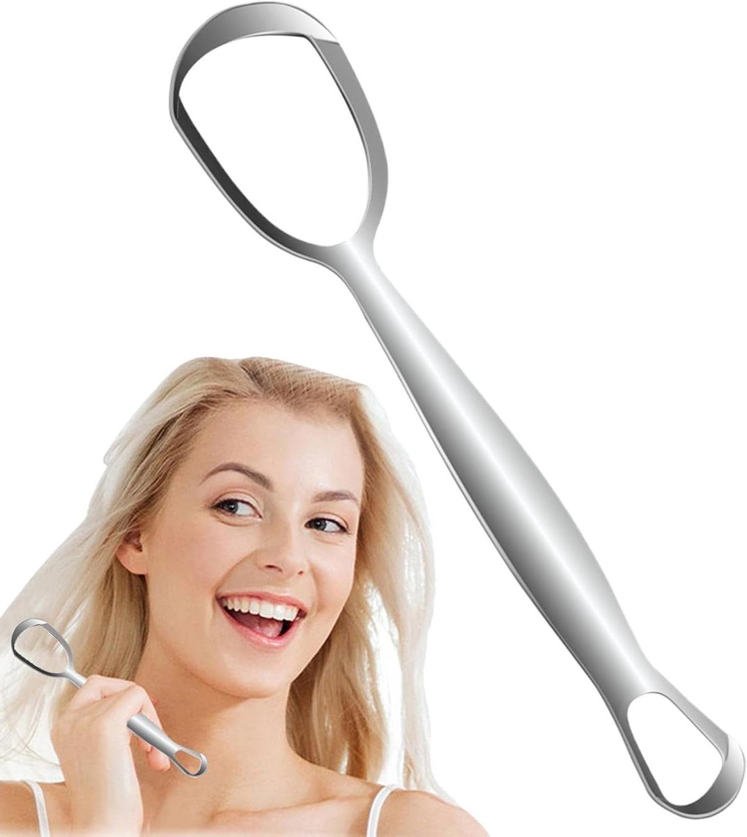 Metalen Tongschraper - Tongreiniger RVS - Verbeteren Mondhygiëne - Waaiervormig Reinigingssysteem - 155 x 38 cm - Zilverkleurig