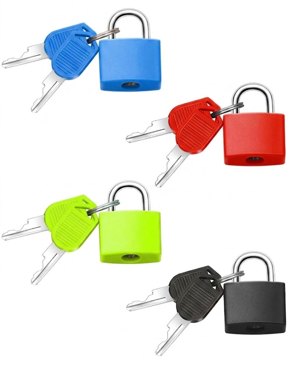 4 stuks Kofferslot, Slot, Mini Vorhangsluit Bagagesloten met Sleutel Kleurrijke bagagesloten Hangslot für Koffer, Kasten, Werkzeugkisten, Slot met Sleutel, Kofferslot