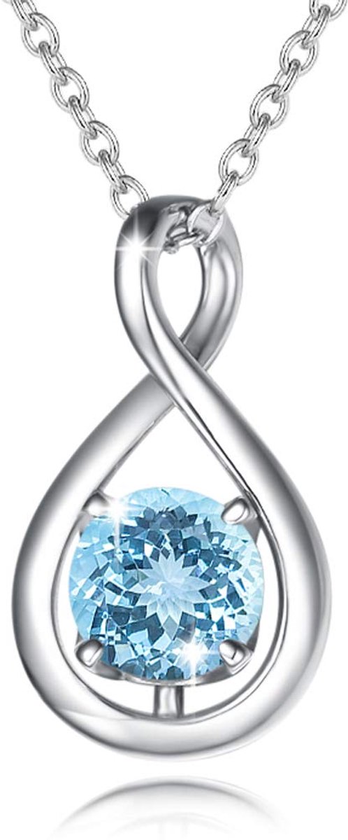 Ketting 925 zilver verguld oneindigheidshanger met geboortesteen sieraden fijne geschenken verjaardag Moederdag Valentijnsdag voor haar vrouw moeder ketting 40 + 5 cm