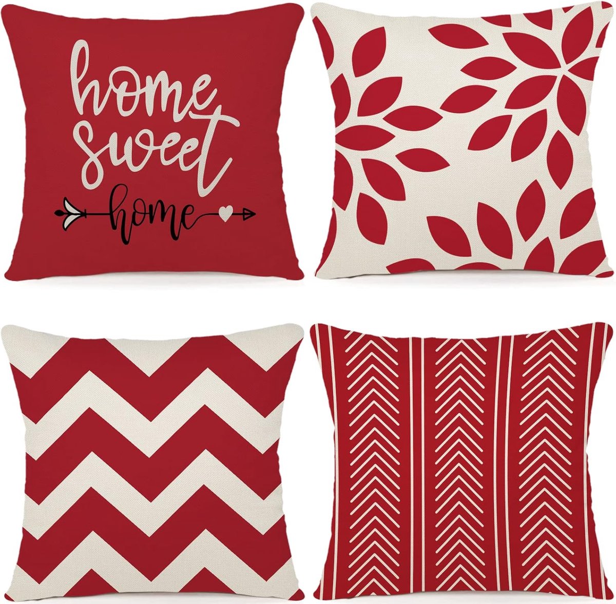 SnelShoppen - Set van 4 Zachte Kussenhoezen 50 x 50 cm - Linnen Decoratieve Kussens voor Sofa, Tuin, Slaapkamer en Buiten - Luxe Kussenhoezen voor Sto