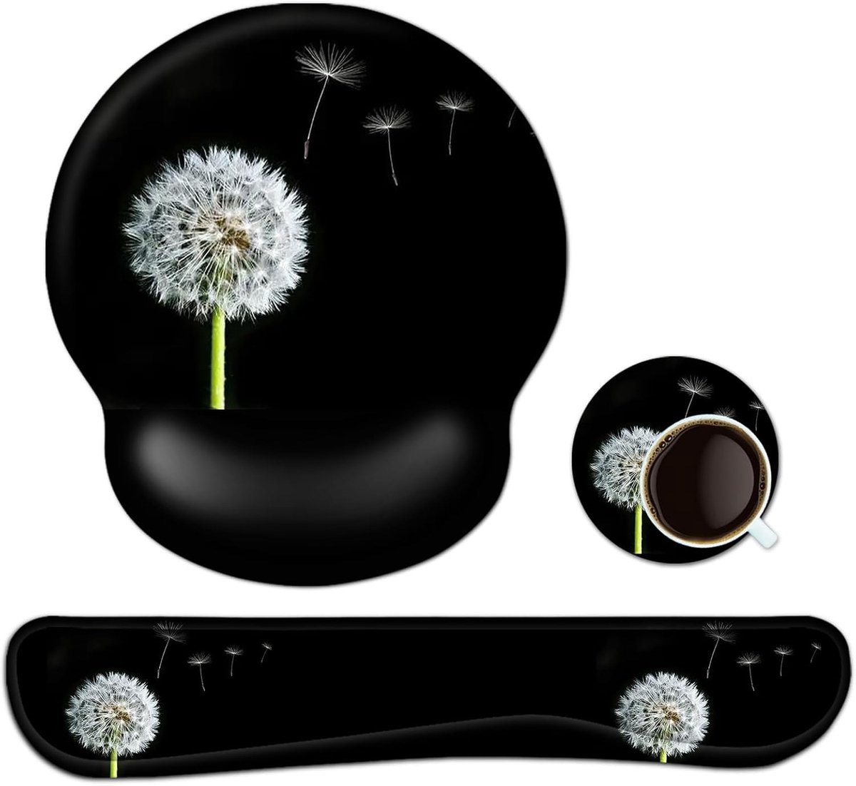 SnelShoppen - 3-in-1 Ergonomische Polssteunset, Muismat met Gelkussen + Toetsenbordsteun, Antislip Gaming Muismat voor Thuis, Kantoor, Studie, Gaming