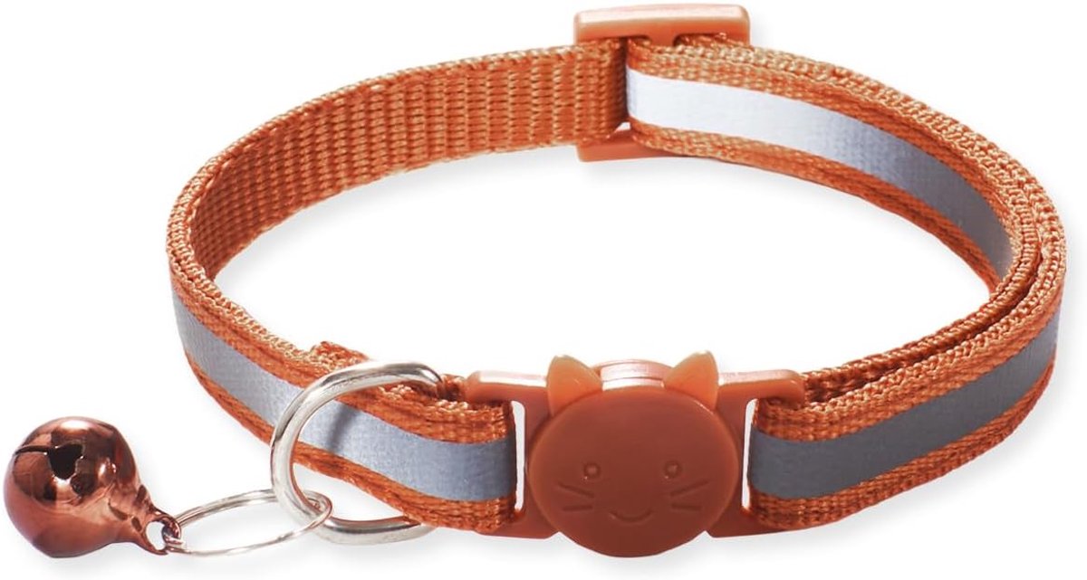SnelShoppen - Katten Halsband Bruin 18-32 cm met Veiligheidssluiting - Kattenbandje voor Kittens en Volwassen Katten - Comfortabel en Veilig voor Buit