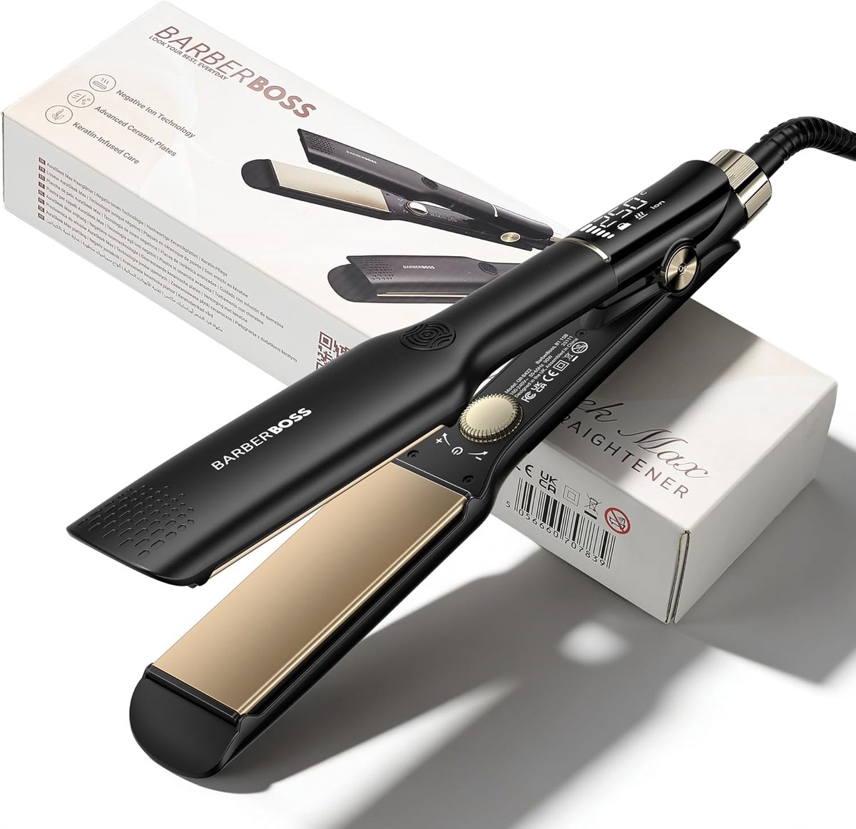 SnelShoppen - Professionele Stijltang met Beweegbare Keramische Platen, Ionen- en Keratineverzorging voor Glad en Kroezend Haar, Instelbare Temperatuu