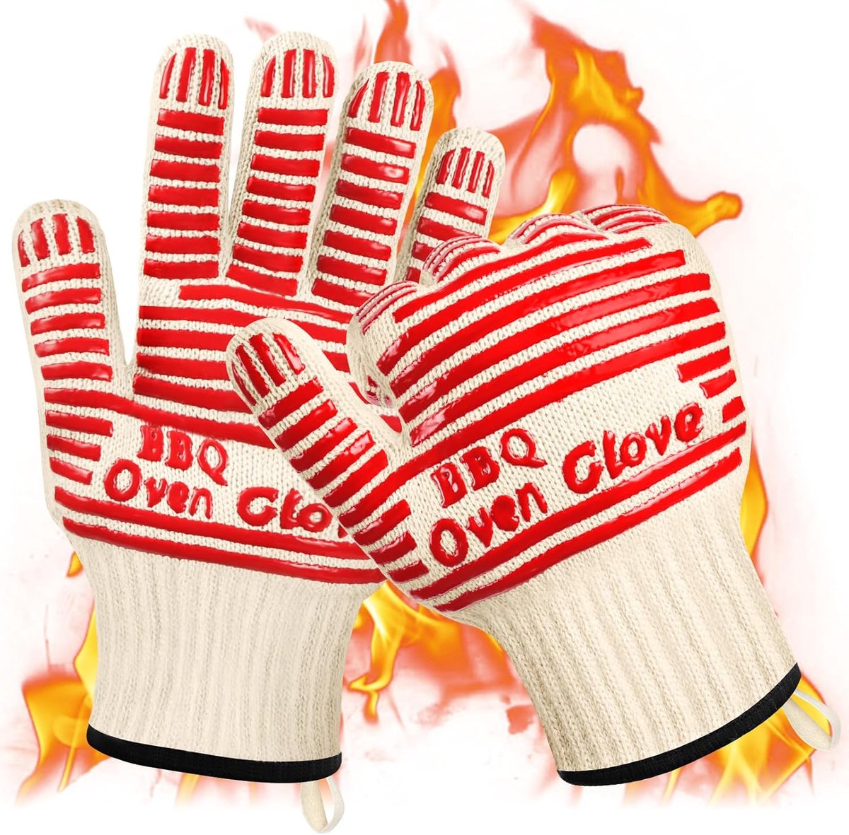SnelShoppen - Ovenwanten Silicone Antislip Hittebestendig tot 350 °C, Gebreide Handschoenen voor Koken, Bakken, Grillen, Barbecueën - Rood 27 cm