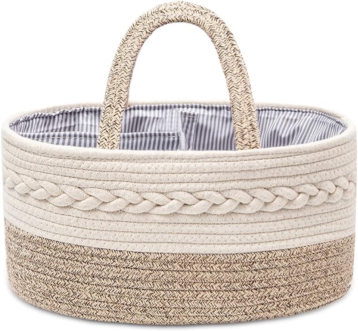 SnelShoppen - Baby Luier Organizer Luiertas Caddy met Verwisselbare Compartimenten, Draagbare Katoenen Opslag Mand voor Luiers, Doekjes en Slabbetjes