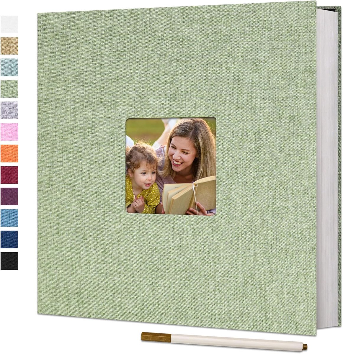 SnelShoppen - Photo Album Groot 28 x 27 cm - Zelfklevend Linnen Kaft - Geschikt voor 10 x 15 cm Foto's - 60 Witte Pagina's - Perfect voor Trouwen, Ver