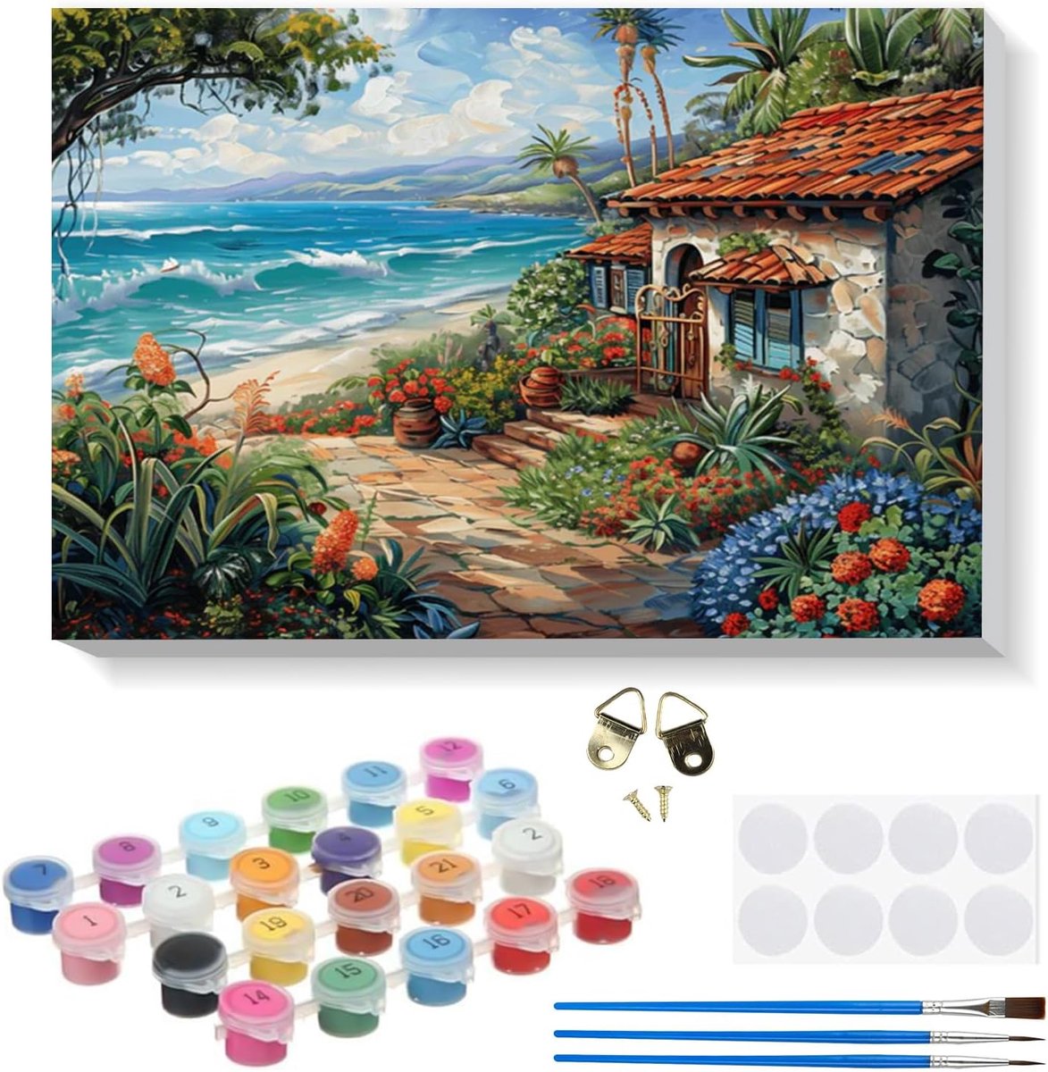 SnelShoppen - Paint by Numbers Set voor Volwassenen en Kinderen - Compleet DIY Schilderen met Olieverf - Inclusief Houten Frame, 3 Penselen, Acrylverf