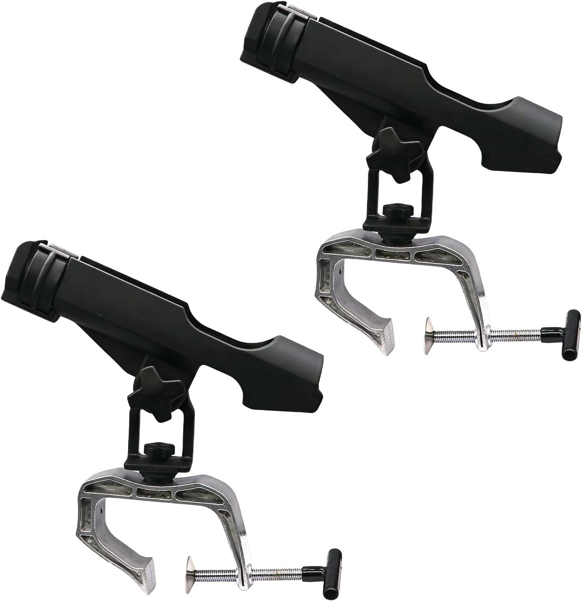 SnelShoppen - Hengelhouder voor Boten, 2 Stuks, 360 Graden Instelbare Hengelhouder met Vergrote Clip, Robuuste Aluminiumlegering en Roestvrij Staal vo