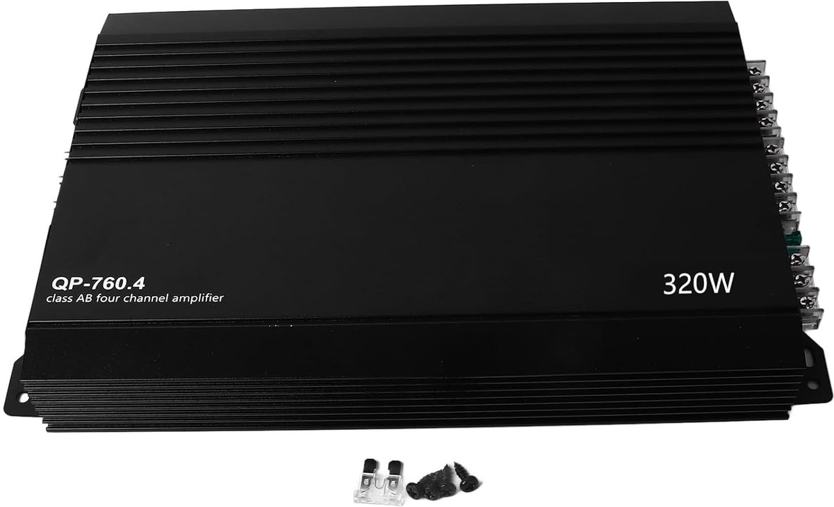 SnelShoppen - Car Stereo Amplifier 4 Kanaals Versterker met Aluminium Behuizing voor Optimale Warmteafvoer, Compatibel met Diverse Auto Speakers
