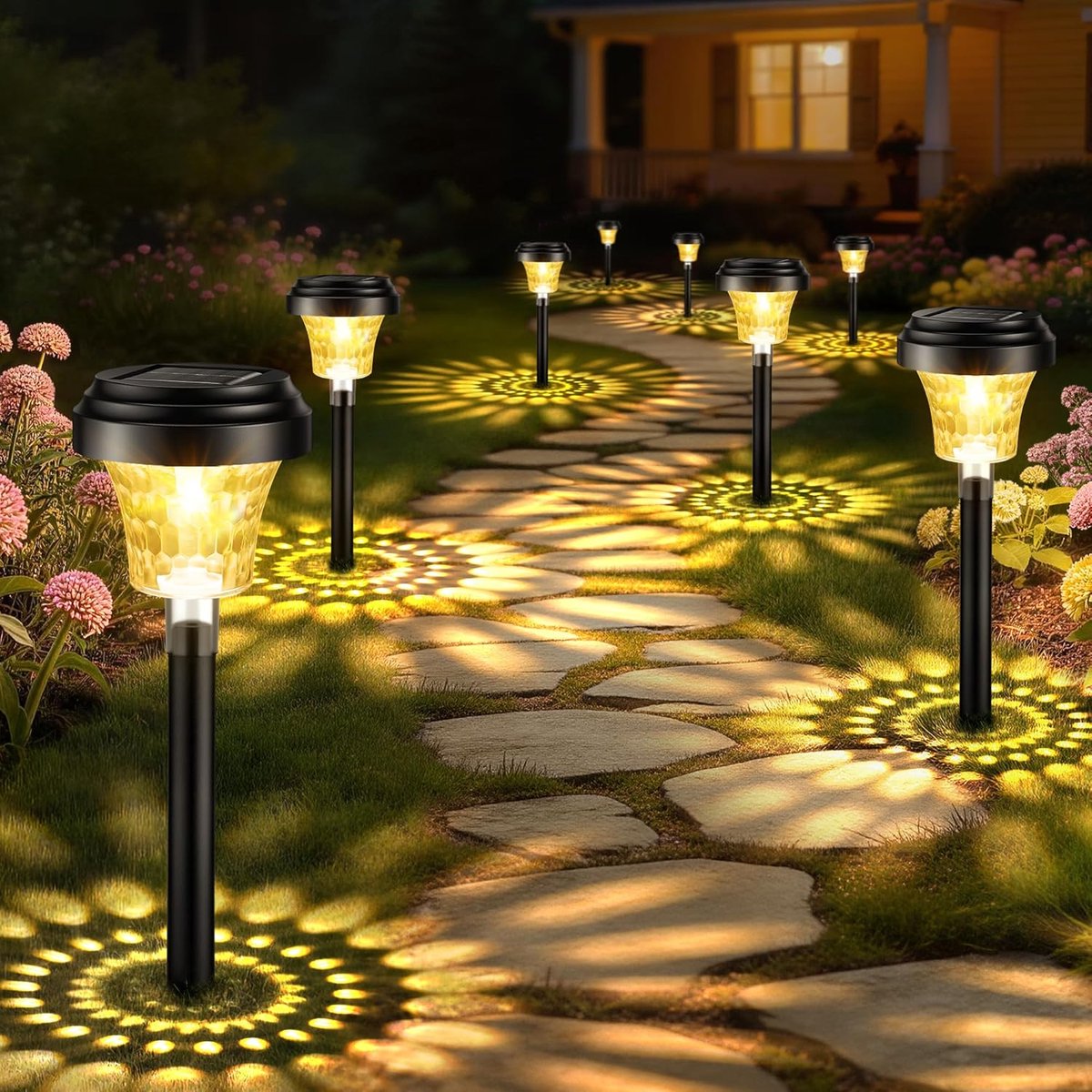 SnelShoppen - Outdoor Solar Light 8 Stuks - Warm Wit en 7 RGB Kleuren - IP65 Waterdicht - Tuin Pad Verlichting - Decoratie voor Feesten en Camping