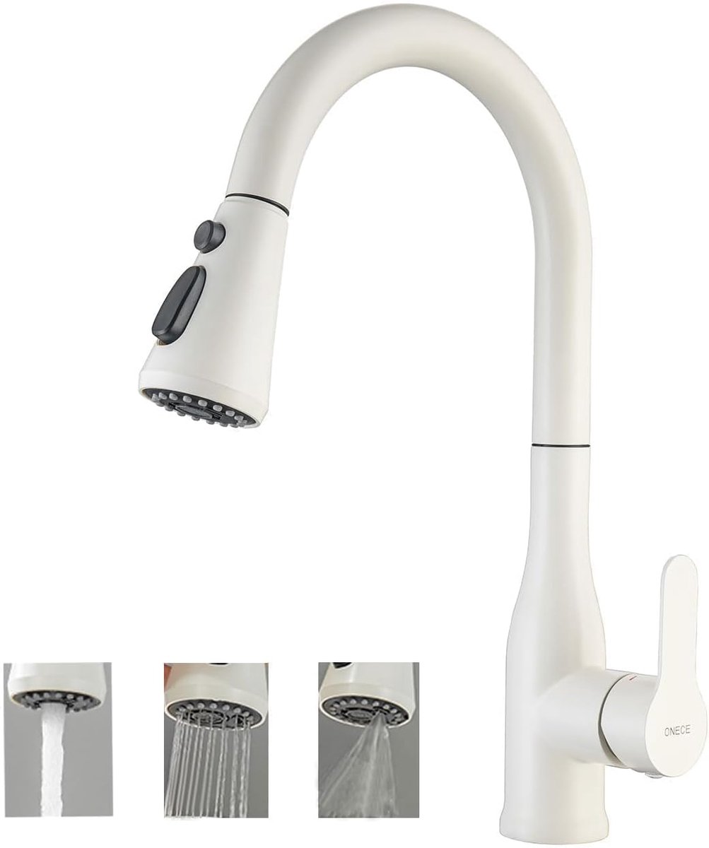 SnelShoppen - Keuken Mengkraan met Uittrekbare Douchekop, 360° Rotatable, 3 Jet Types, RVS, Keramisch Ventiel, Waterbesparend, Modern Design voor Keuk