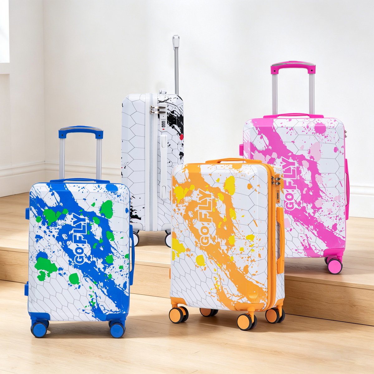 Reiskoffer Handbagage – 20 Inch – Harde Koffer Van Polycarbonaat – Roze – Met Cijferslot En 360 Graden Dubbele Zwenkwielen – Printdesign