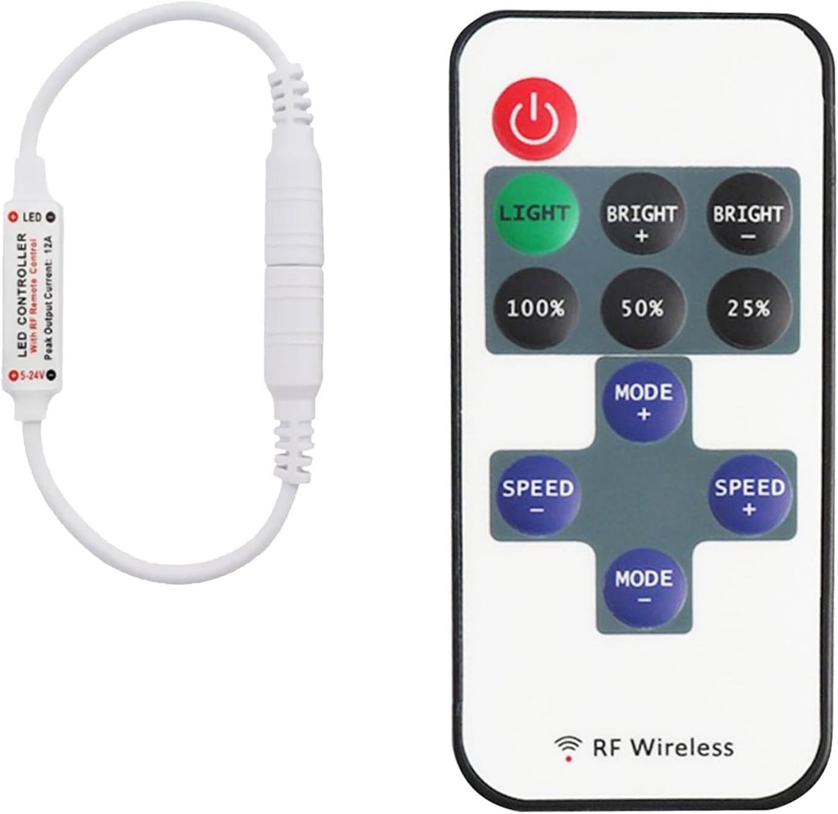 SnelShoppen - RF11 Afstandsbediening met 11 Knoppen, 5-24V DC Dimmer voor LED Strips, SMD 5050 3528 2835 5630, Perfect voor Thuis, Feest, Keuken en Tu