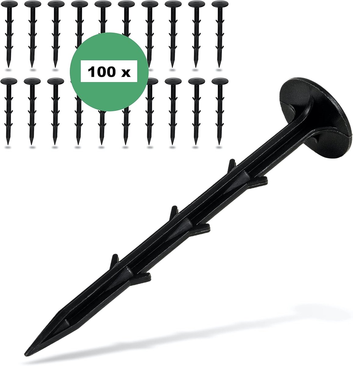 SnelShoppen - Ground anchors voor worteldoek, onbreekbare kunststof pennen, extreem stabiel, 100 stuks, weerbestendig, rot-bestendig, voor tuin en cam