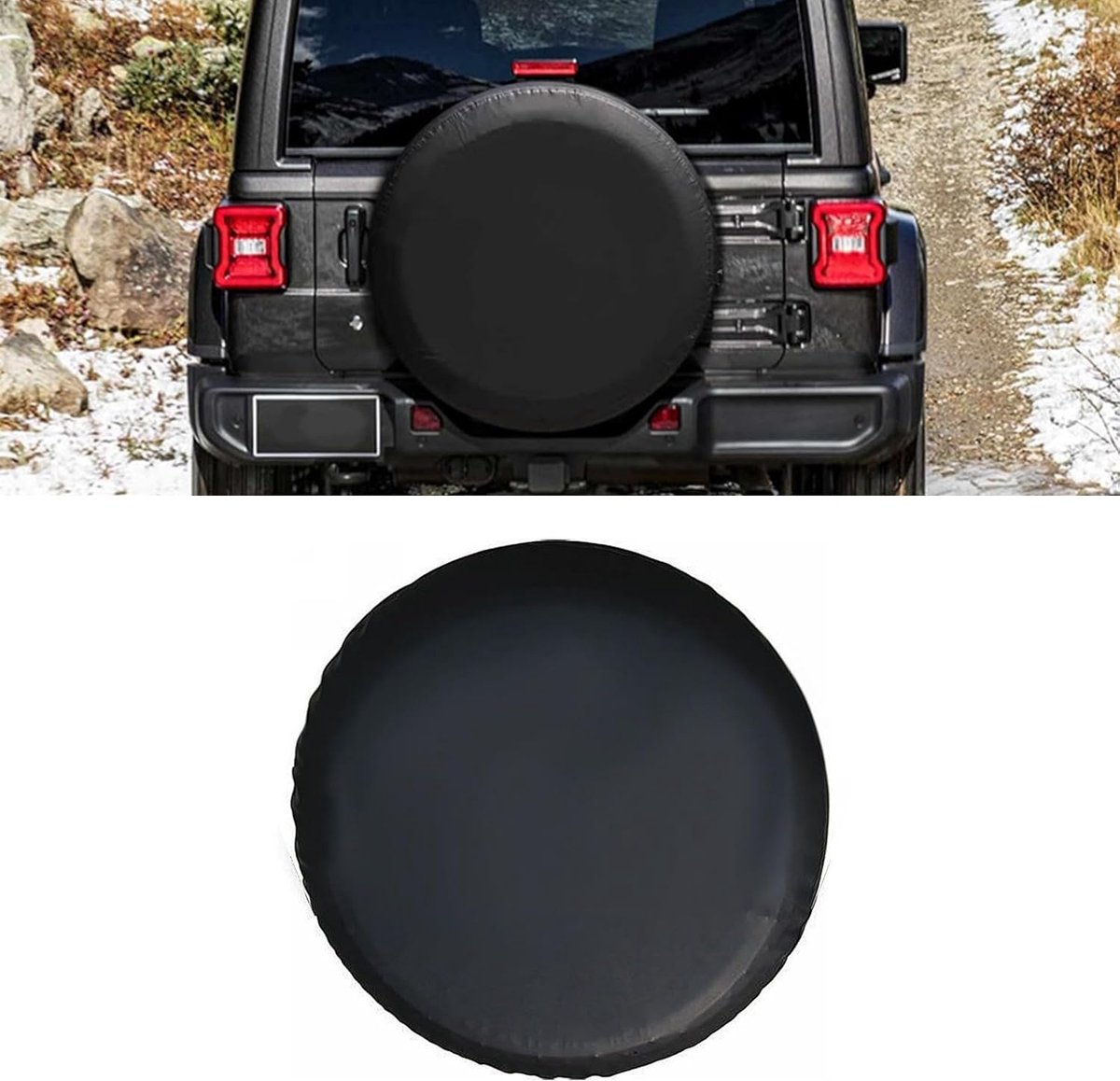 SnelShoppen - Reservewielcover zwart 14/16 inch, PVC leer, UV-beschermd, waterdicht, auto-accessoire, stijlvolle bescherming voor spare tire