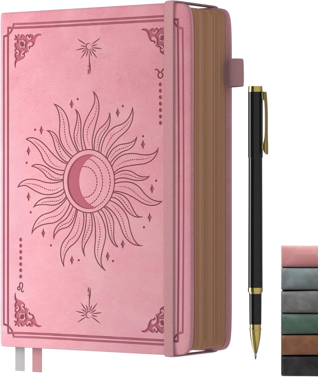 SnelShoppen - A5 Hardcover Notitieboek met 366 Pagina's 100gsm Inktbestendig Papier, Lijnd Notitieblok met Pen voor Volwassenen - Roze, Ideaal voor We