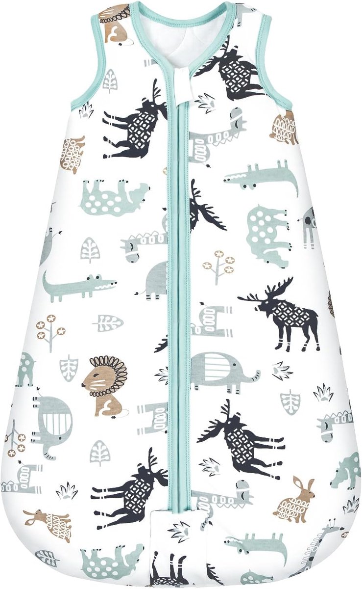 SnelShoppen - Baby Winter Slaapzak 2.5 Tog - Katoenen Slaapzak voor Baby's van 0-24 Maanden - Blauw Dierenthema - Ideaal voor Veilig en Gezond Slapen