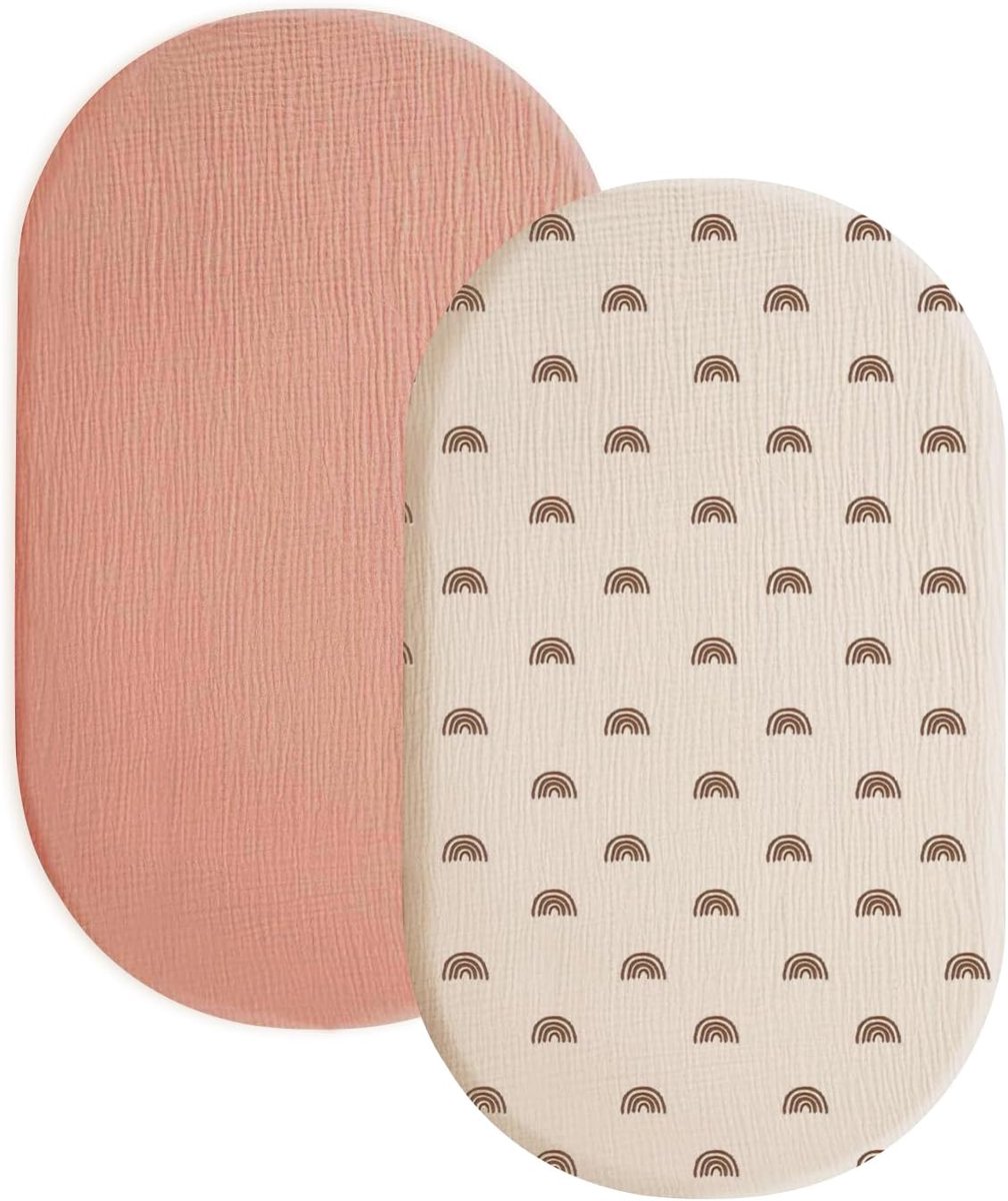 SnelShoppen - 2x Aansluitende Fitted Sheet voor Kinderbed 82x41cm - Muslin Katoenen Matrasbeschermers voor Box en Reiswieg - Ademend en Zacht