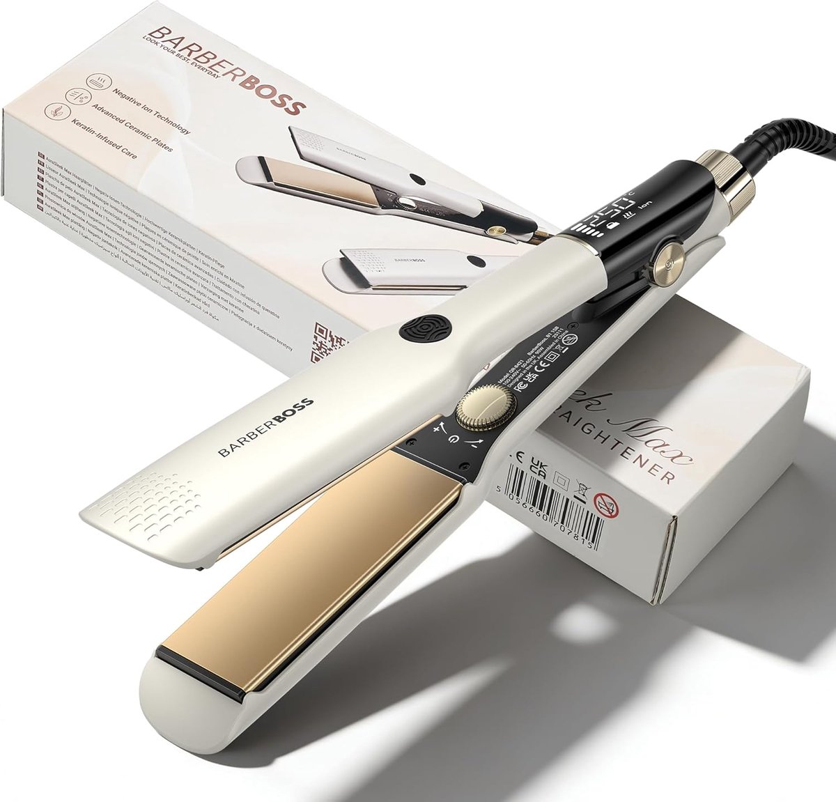 SnelShoppen - Haarstijl Straightener met Vloeiende Keramische Technologie, Breed Plat Strijkijzer voor Gladde, Frizz-Vrije Styling, Negatieve Ionen en