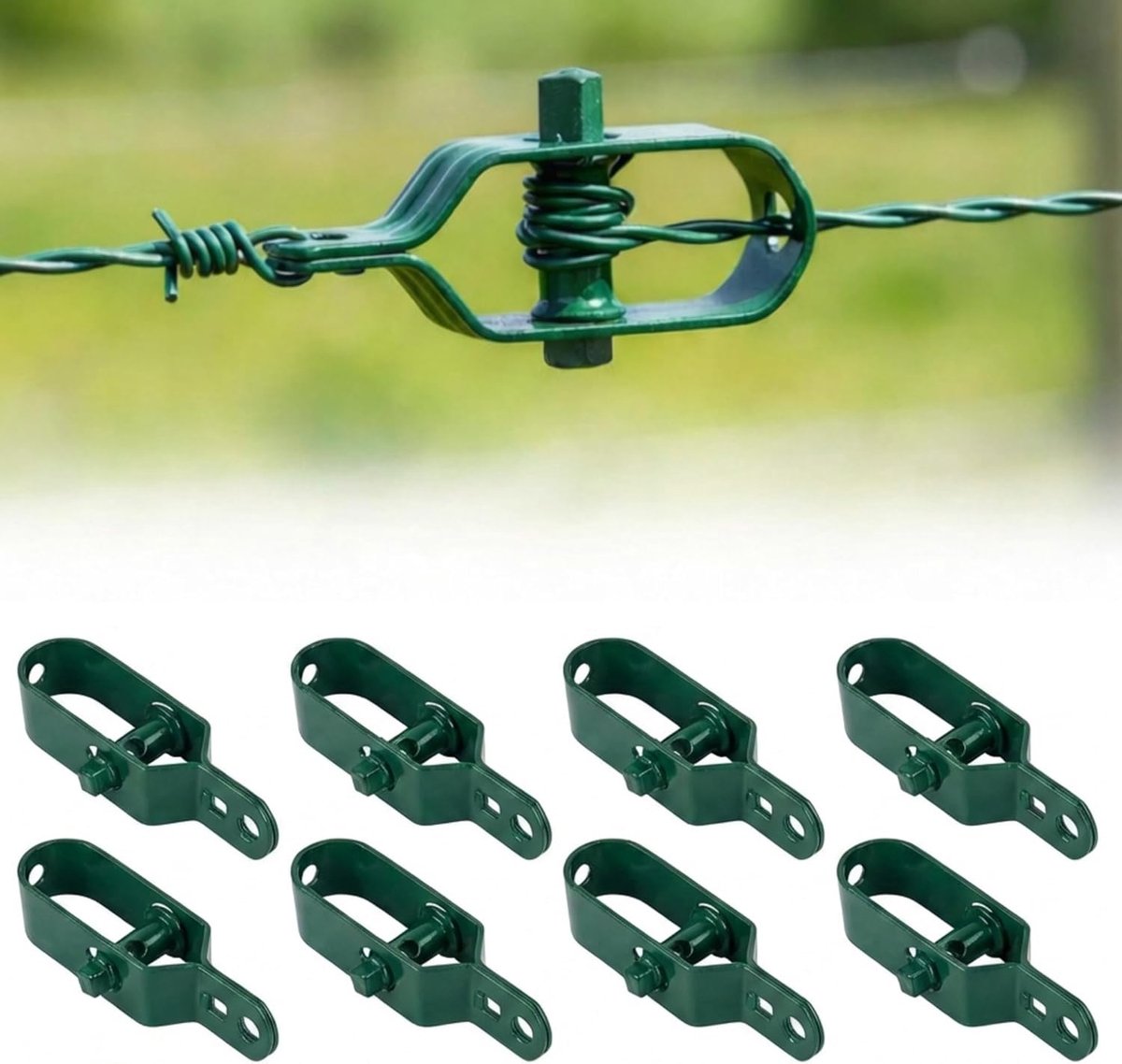 SnelShoppen - Tension Wire Tensioners 10 x 2.5 cm - Stevige Plastic Coated Metaal Spanners voor Hekwerk op Houten en IJzeren Palen - Set van 8 Stuks -