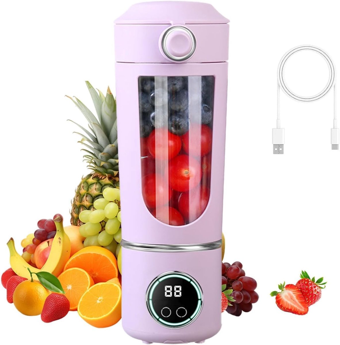 SnelShoppen - Smoothie Maker to Go 700 ml Draagbare Blender met 12 Roestvrijstalen Messen - Mini Mixer voor Shakes, USB Mixerset voor Sportschool, Kan