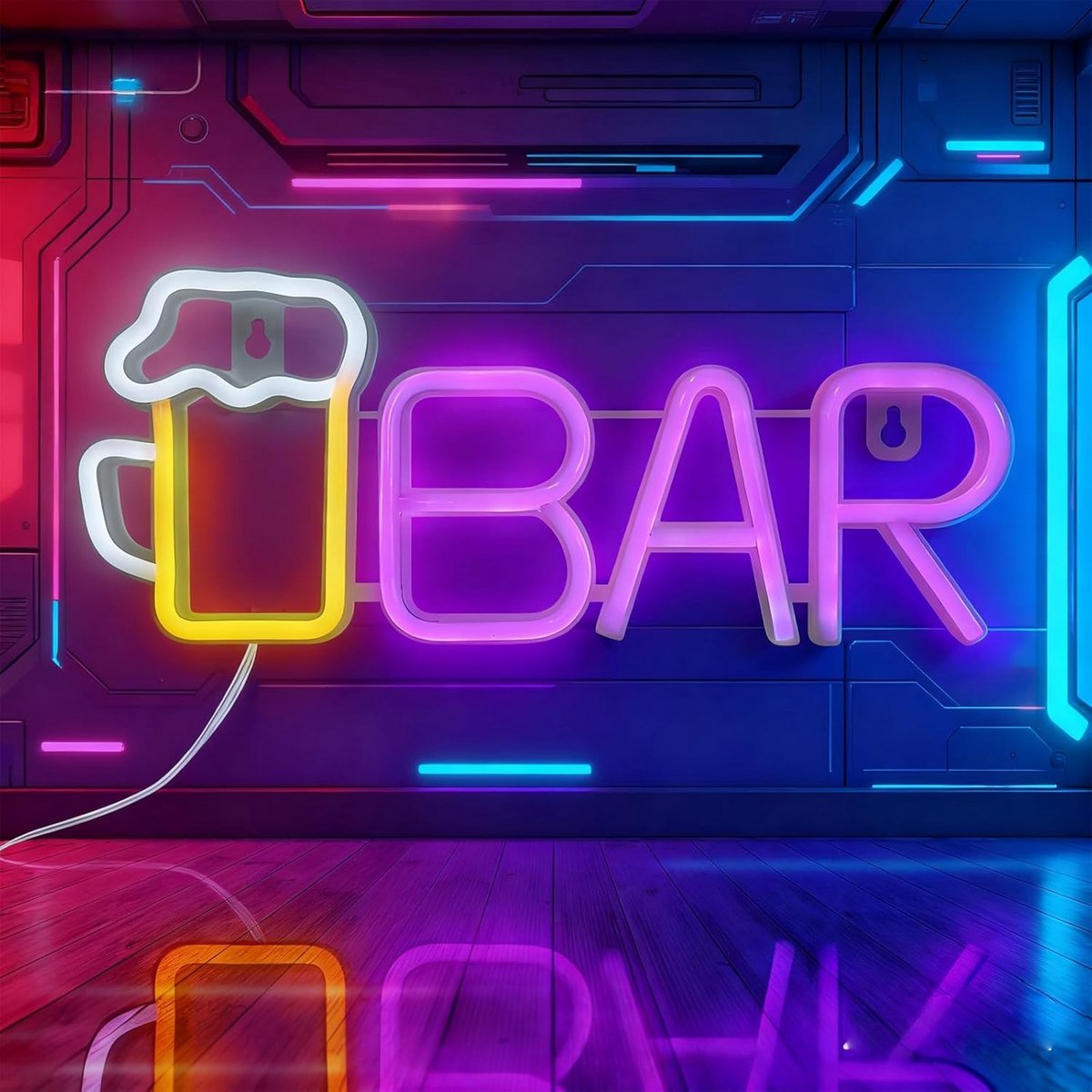 SnelShoppen - LED Neon Sign Beer Neon Verlichting, Acryl Bar Wanddecoratie 42x22cm voor Thuisbar, Pub, Club, Feest en Party