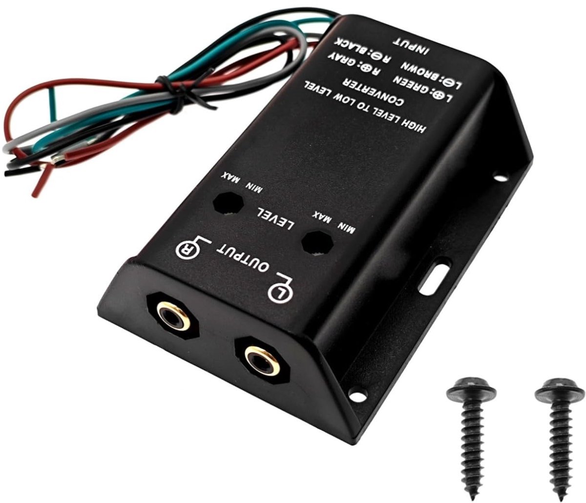 SnelShoppen - Hi-Low Audio Converter, Speaker Wire naar RCA Output, 2 Kanaals Line Output Converter, Instelbare Hoog-Laag Niveau Adapter voor Auto Ver