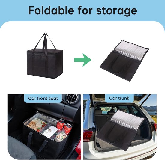 Koeltassen Set - Isolatietassen - Boodschappen Vervoeren - Stabiele Dubbele Bodem - 2x 40 Liter - Zwart — afbeelding 5