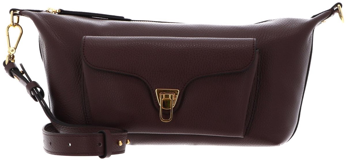 COCCINELLE Leren schoudertas Beat Generatio Crossbody Bag Grained Leather Berry donkerpaars