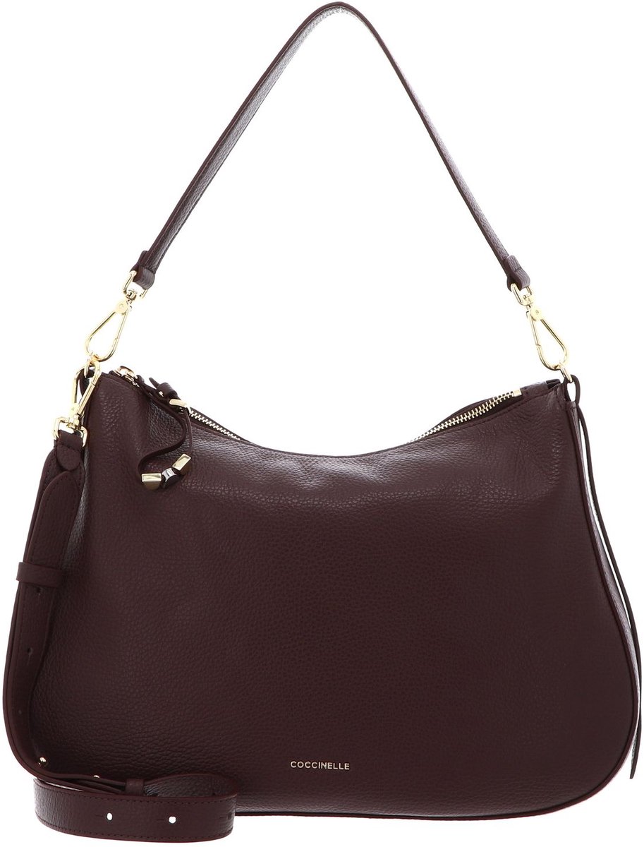 COCCINELLE Leren schoudertas Nory Handbag Grained Leather Berry donkerpaars