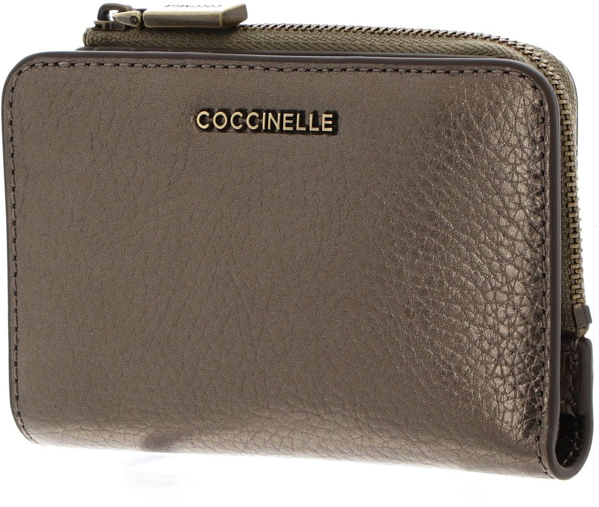 COCCINELLE Leren portemonnee Metallic Soft Wallet Antique Brass brons