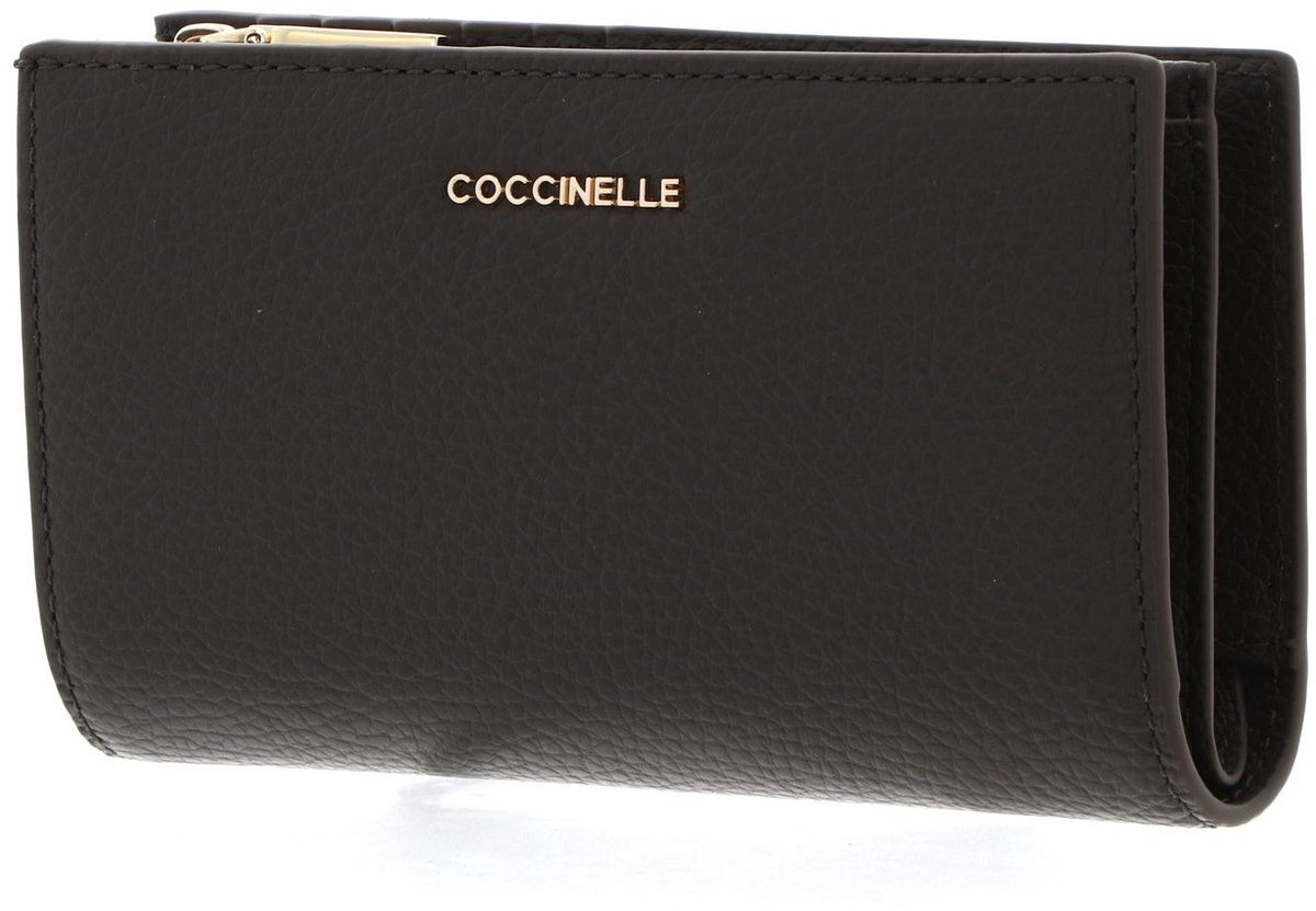 COCCINELLE Leren portemonnee Metallic Soft Wallet Fango donkergroen