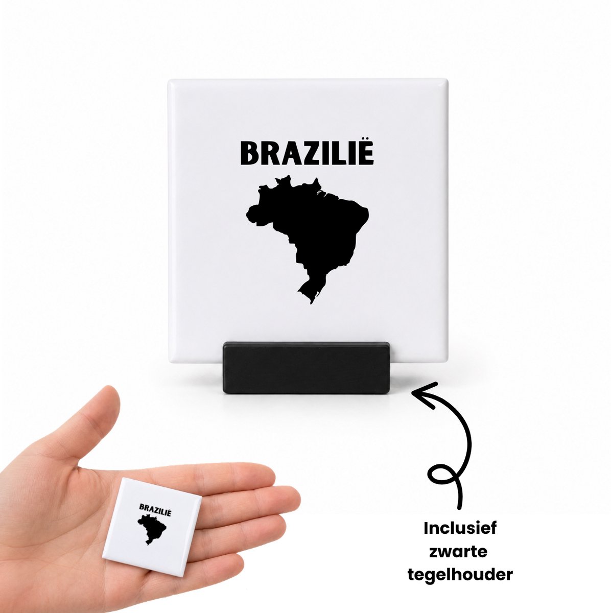 Hacebo Brazilië tegeltje met tegelhouder - Piloot - Brazilië cadeau - tegeltjes met tekst - beste land - Leuk cadeau voor je Vriend om te geven - spreuktegels - 4.8x4.8 CM Wit