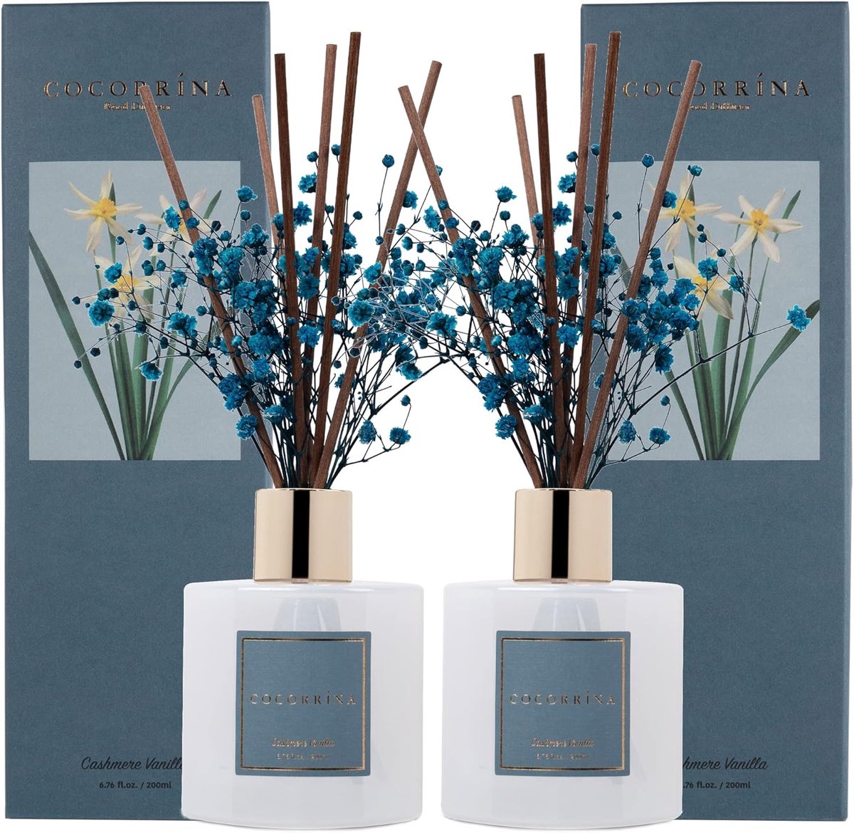 SnelShoppen - Reed Diffuser 2-pack Cashmere Vanilla - Langdurige geur - Perfect voor thuis en op kantoor - Warm en comfortabel - 90 dagen geurbeleving