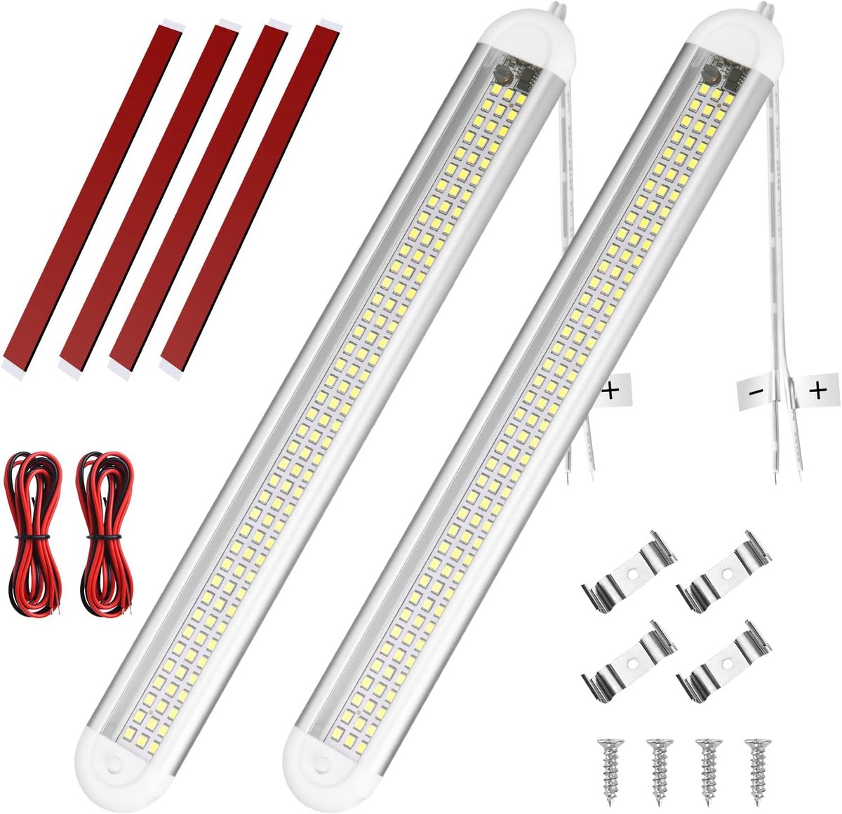 SnelShoppen - 2x 12V LED Strip Verlichting 1600LM - Superheldere Binnenverlichting voor Auto, Camper, Boot, Keuken en Badkamer - Energiezuinig met Sch