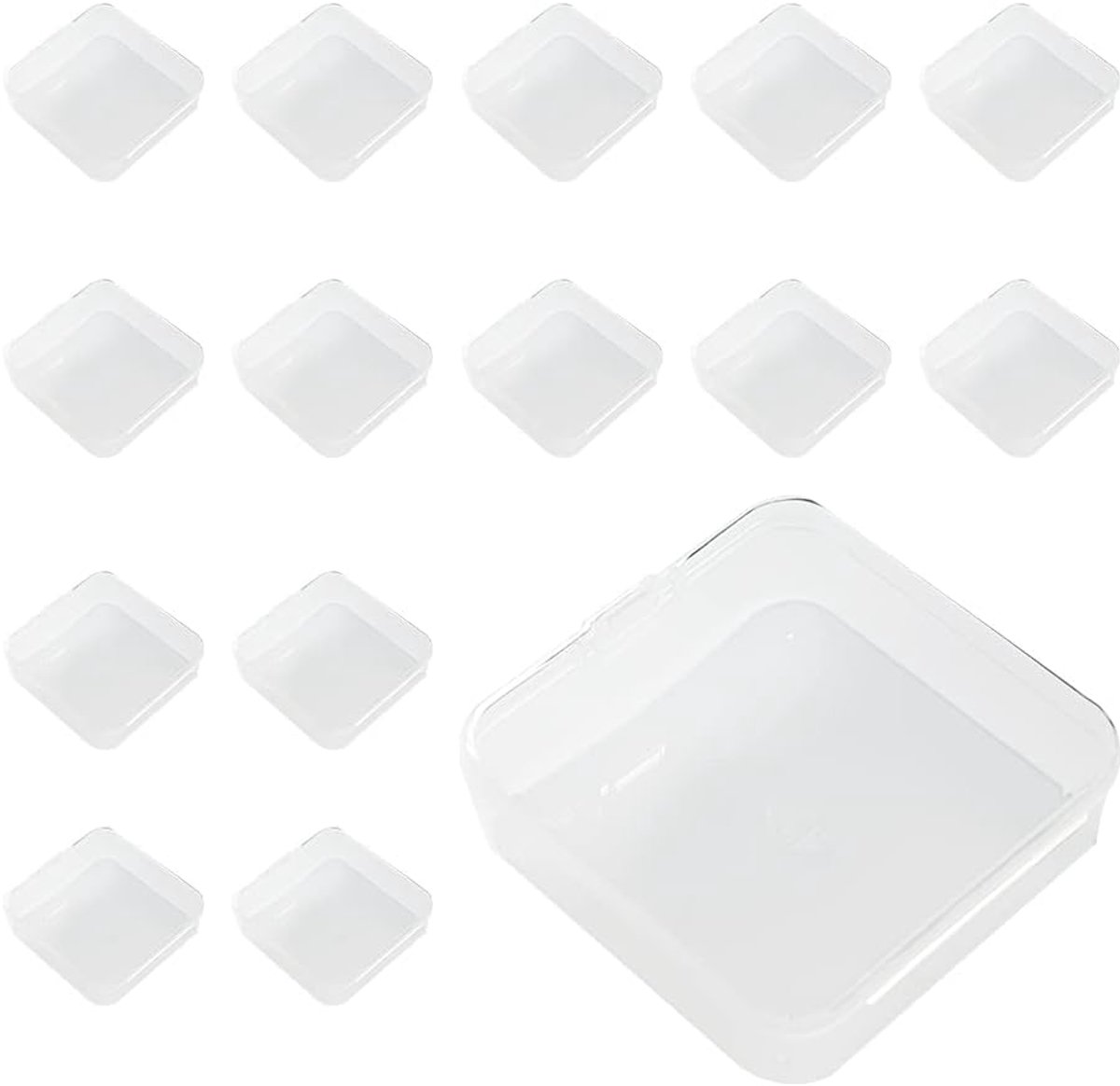 SnelShoppen - 15Pcs Mini Opbergdozen met Deksel - Plastic Organizer Boxen - Transparante Opbergcontainers voor Kralen, Oordopjes en Kleine Spullen (6.