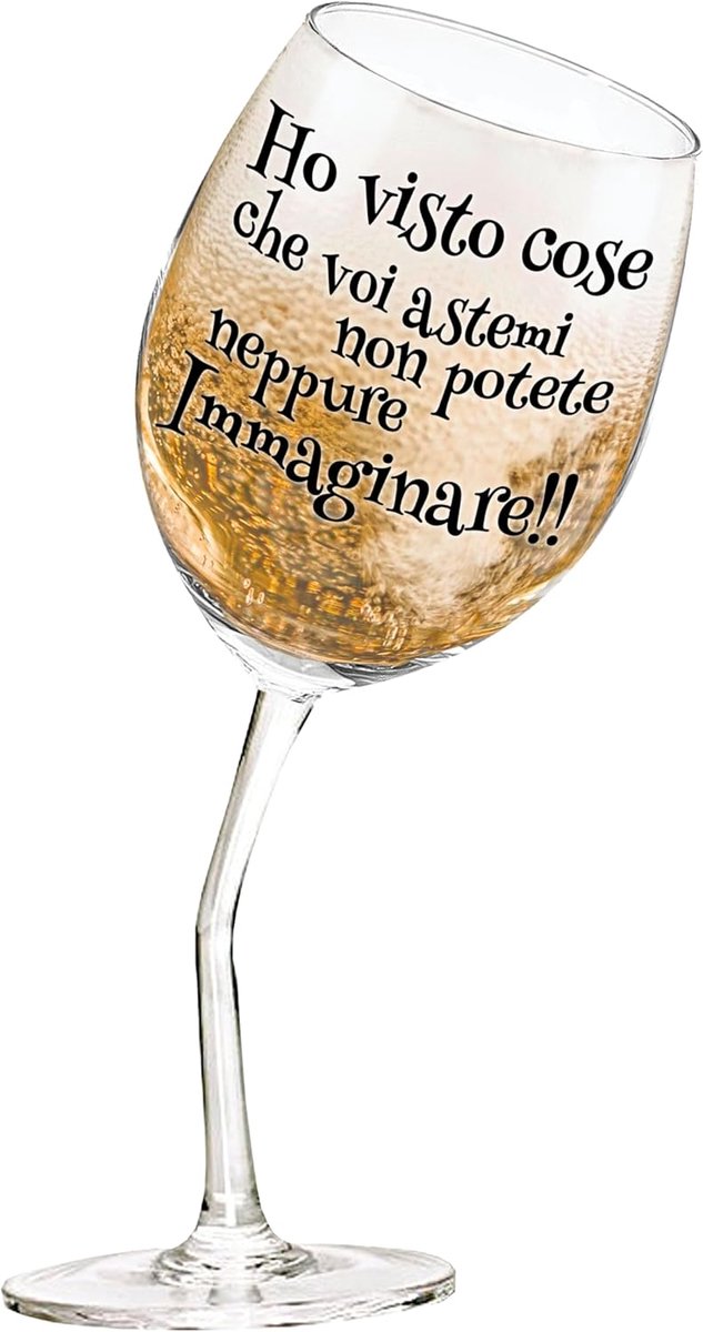 SnelShoppen - Wijnglas met grappige tekst 'Ich hab Dinge gesehen die Sie disturen...' - Origineel cadeau voor wijnliefhebbers, met gebogen handvat - P