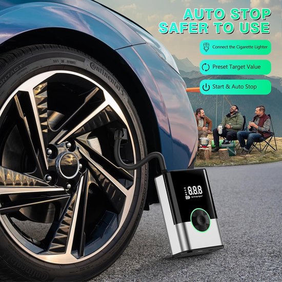 SnelShoppen - Draagbare Mini Luchtcompressor voor Auto, 6000 mAh 150 PSI, Elektrische Fietspomp met Digitale LCD Scherm en LED Zaklamp, Pomp voor Fiet — afbeelding 5