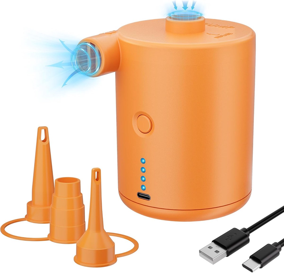 SnelShoppen - Elektrische Luchtpomp 4000 mAh met 3 Mondstukken - Oplaadbare Pomp voor Snel Inflateren/Deflateren van Luchtbedden, Opblaasbare Boten, Z