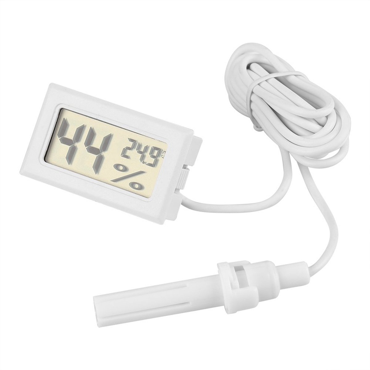 SnelShoppen - Digitale Thermometer en Hygrometer met Externe Probe, LCD Display voor Koelkast, Vriezer, Keuken, Wit - Nauwkeurig Temperatuur- en Vocht