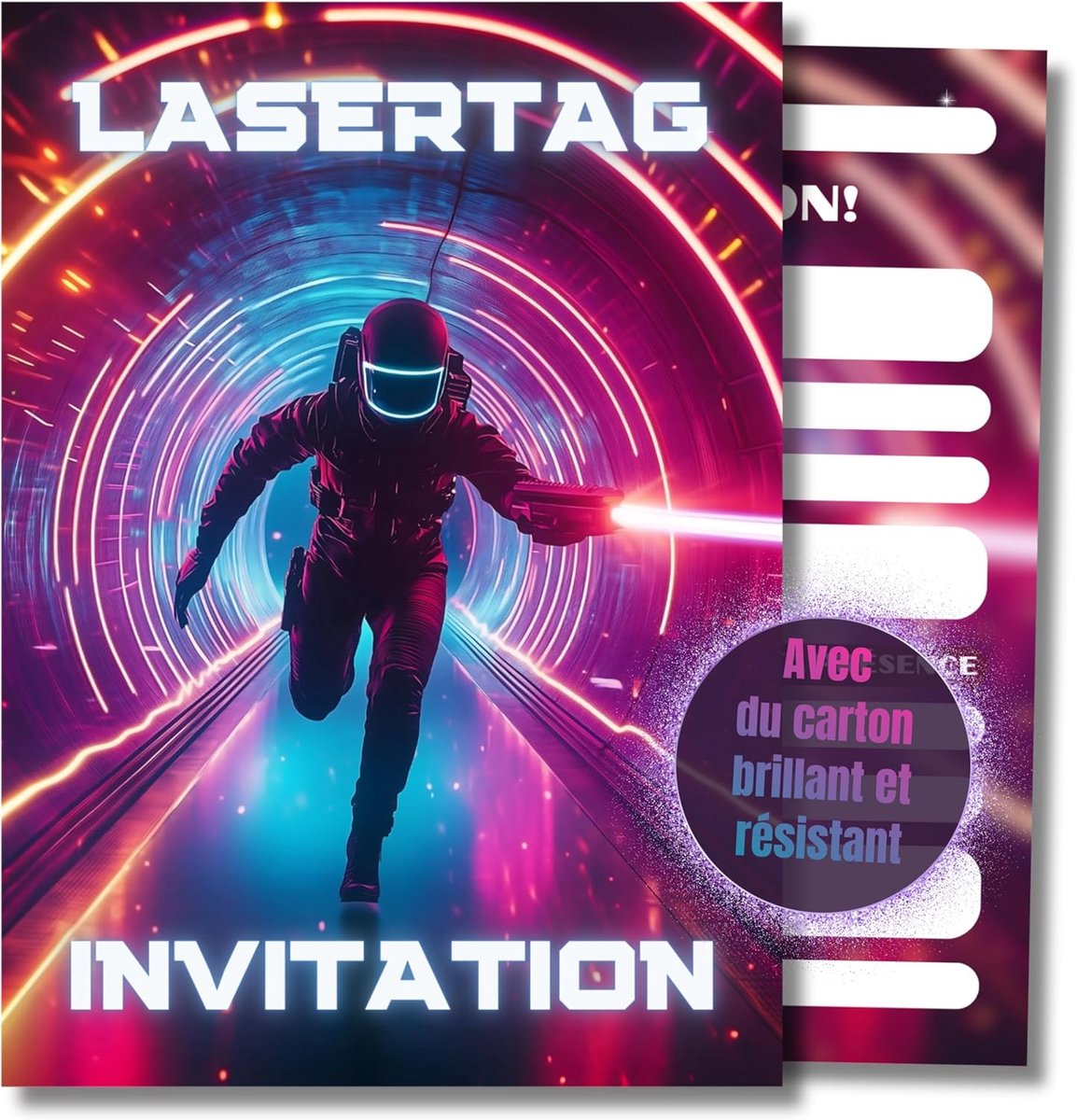 SnelShoppen - Lasertag Uitnodigingen Kinderen - 12 Stuks - DIN A6 - Verjaardagskaarten voor Jongens - Spel & Avontuur - Ideaal voor Feesten